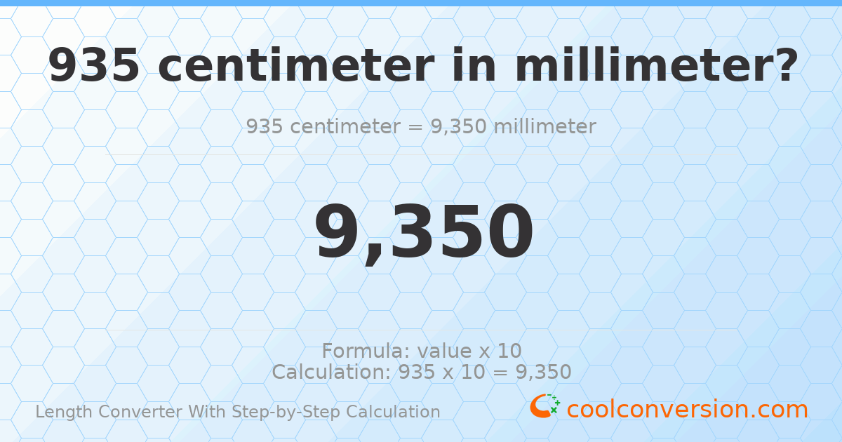 935 centimeters = 9350 millimeters