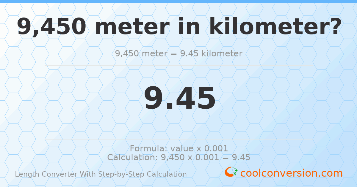 9450 meters = 9.45 kilometers