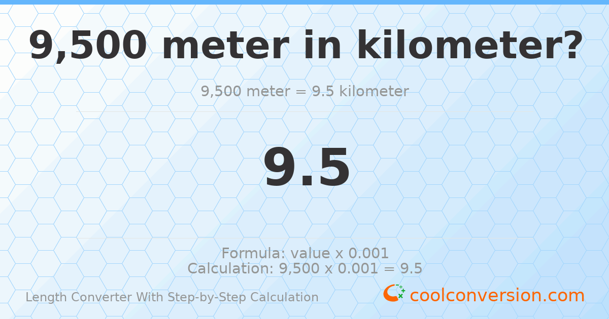 9500 meters = 9.5 kilometers