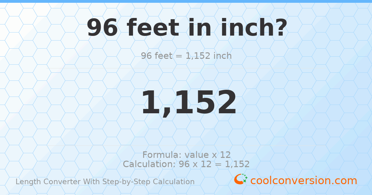 96 feet = 1152 inches