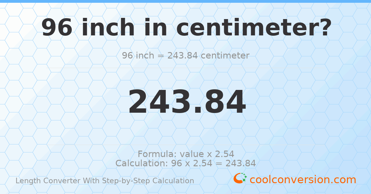 96 inches = 243.84 centimeters