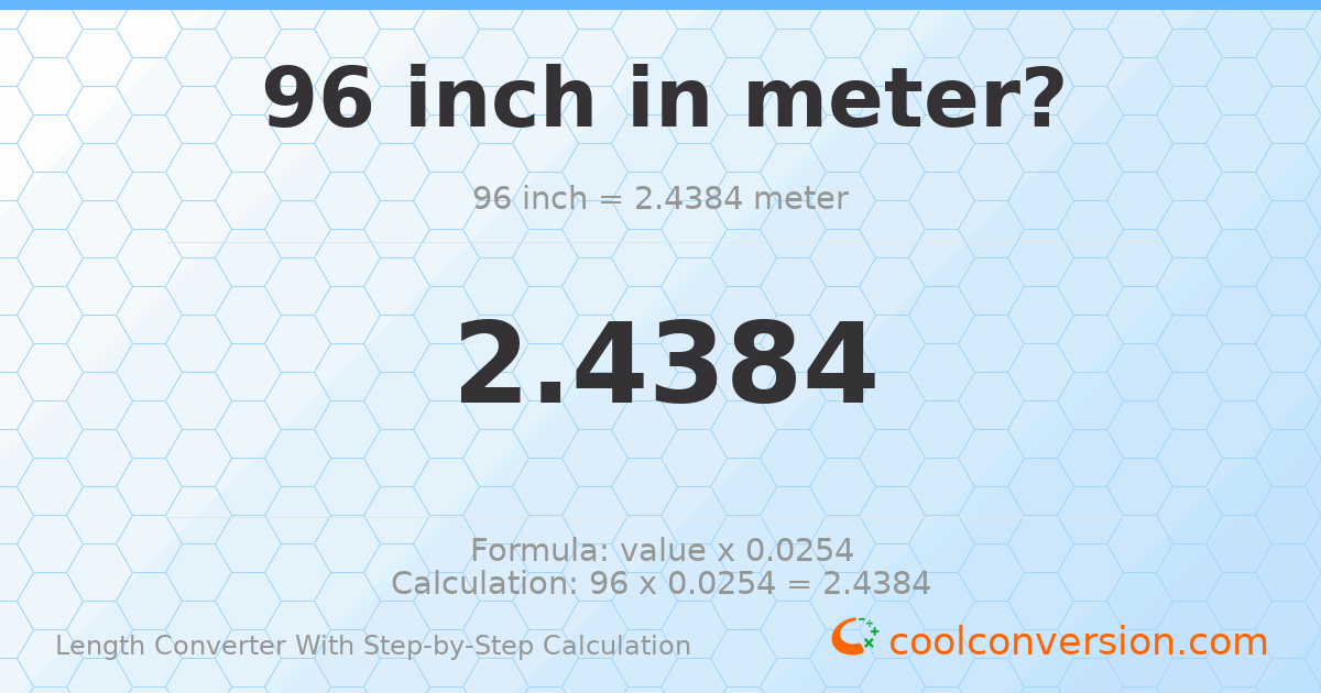 96 inches = 2.4384 meters