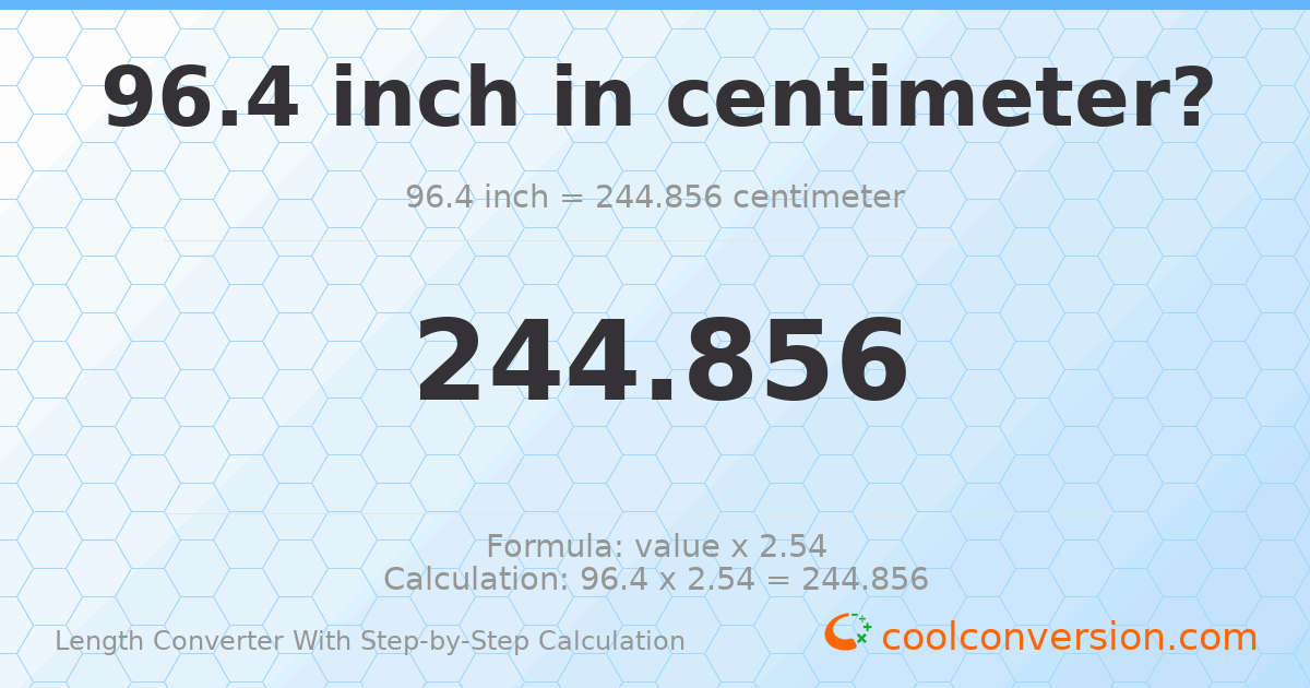 96.4 inches = 244.856 centimeters