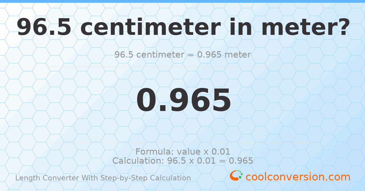 96.5 centimeters = 0.965 meters