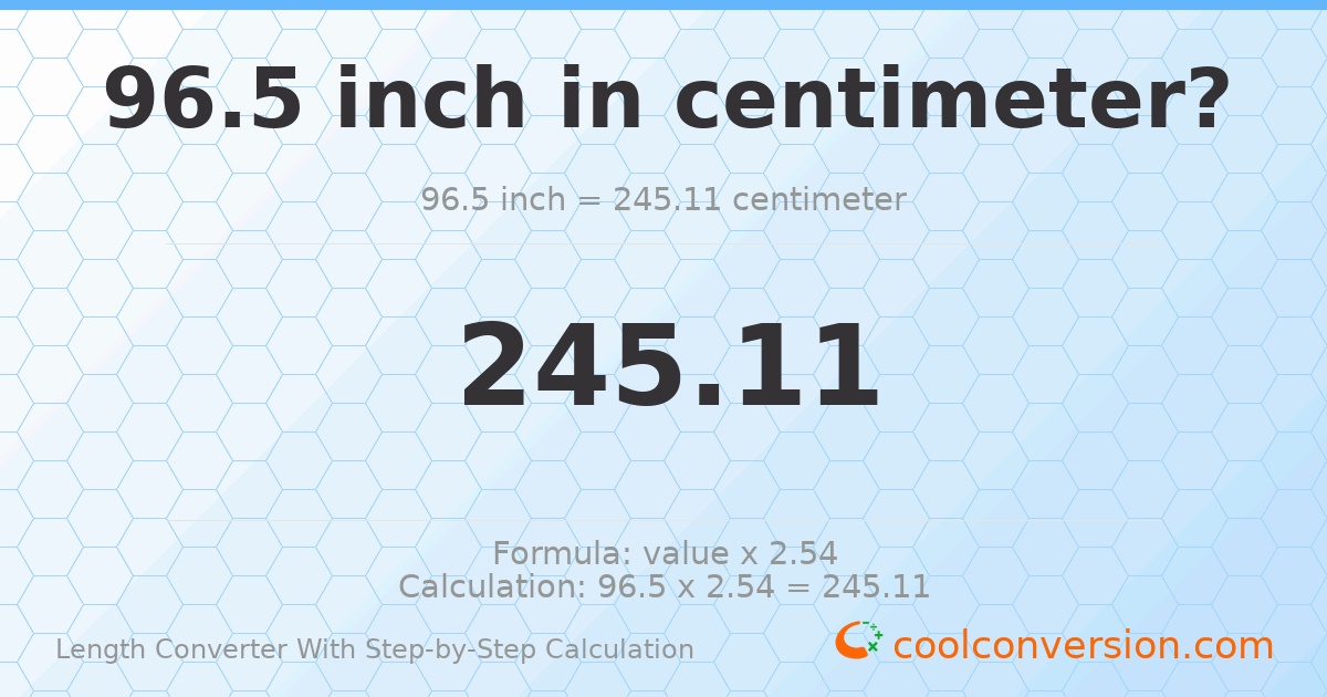 96.5 inches = 245.11 centimeters