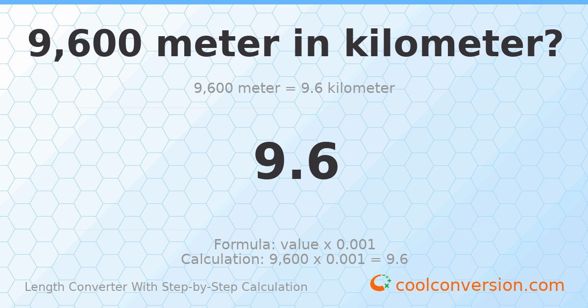 9600 meters = 9.6 kilometers
