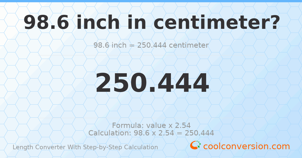 98.6 inches = 250.444 centimeters