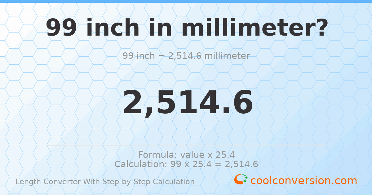 99 inches = 2514.6 millimeters