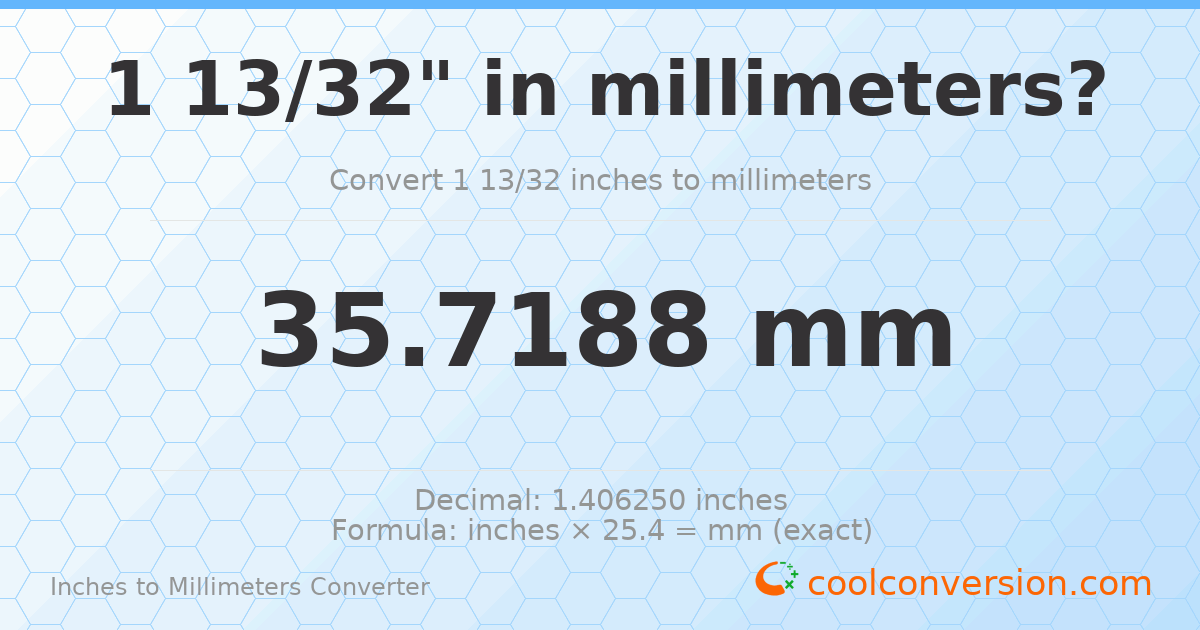 1 13/32 inches to mm — 35.7188 mm
