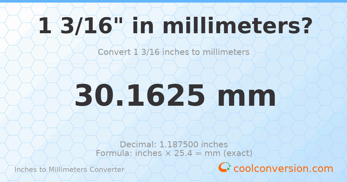 1 3/16 inches to mm — 30.1625 mm
