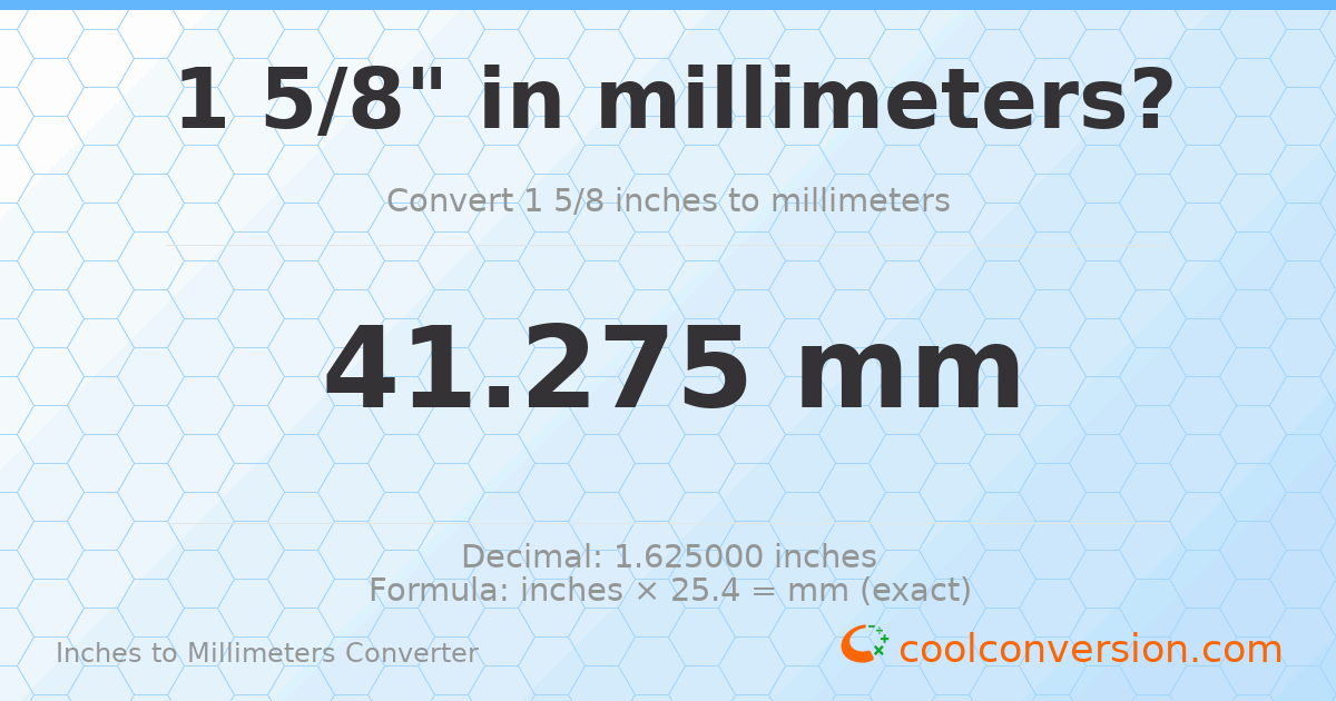1 5/8 inches to mm — 41.275 mm