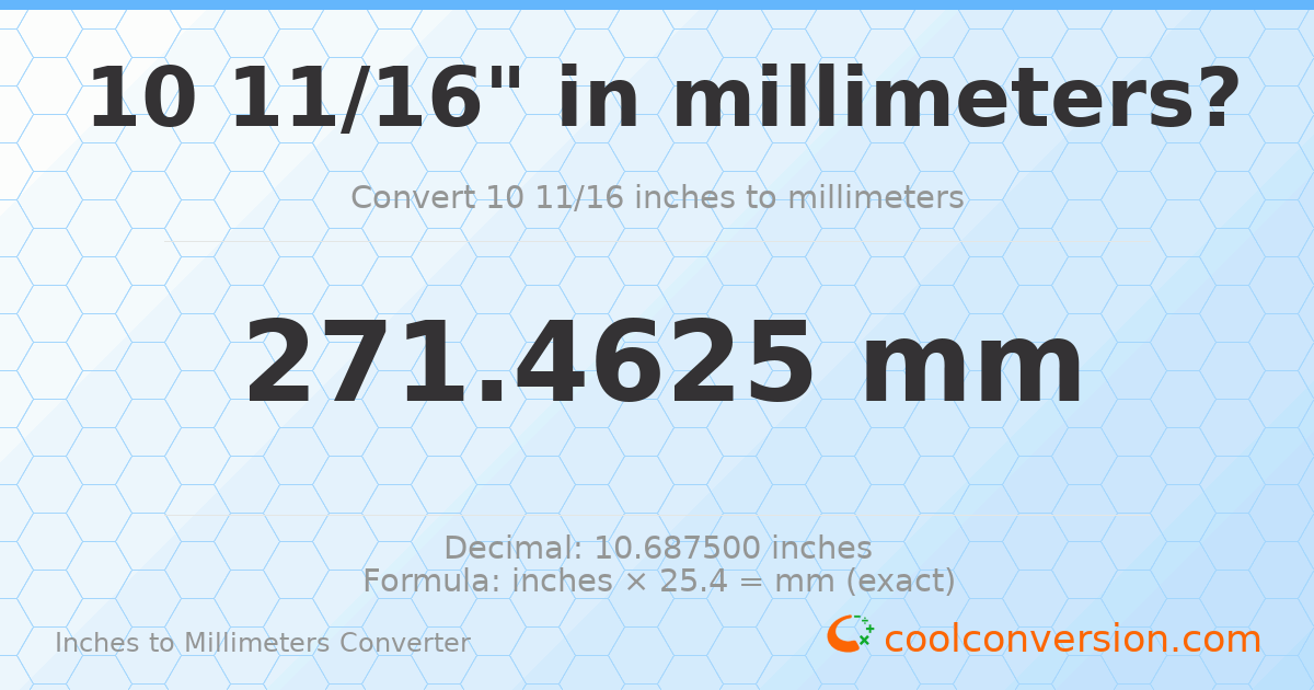 10 11/16 inches to mm — 271.4625 mm