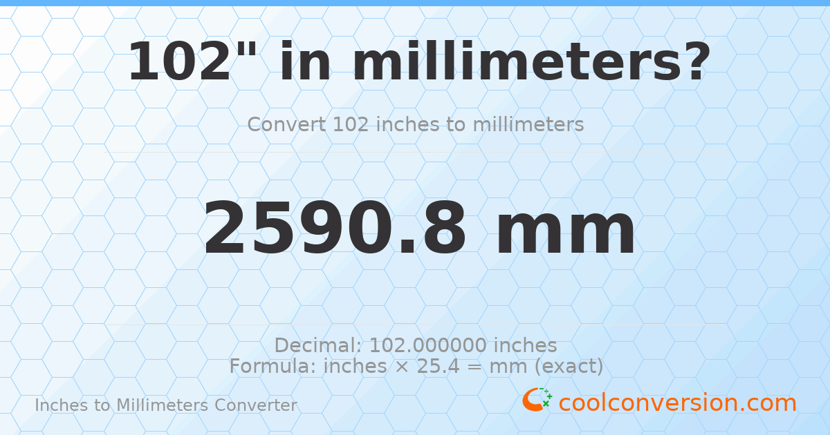 102 inches to mm — 2590.8 mm