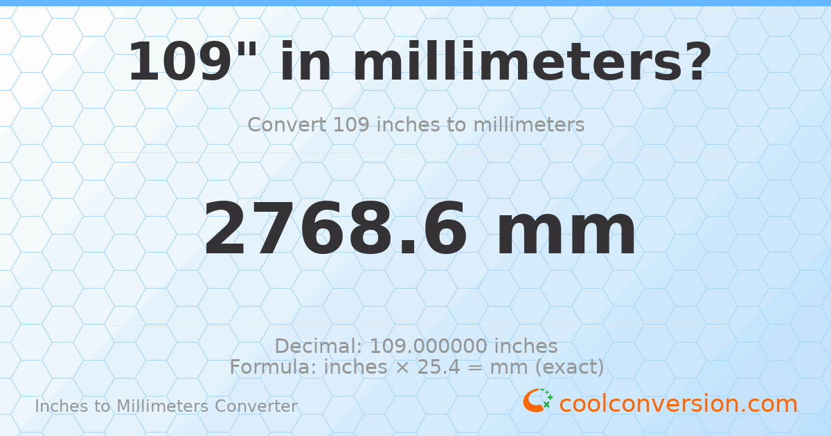 109 inches to mm — 2768.6 mm