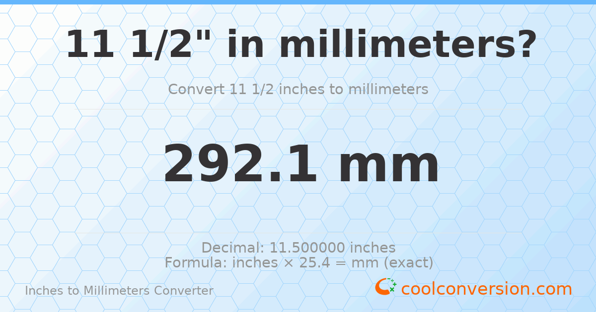 11 1/2 inches to mm — 292.1 mm