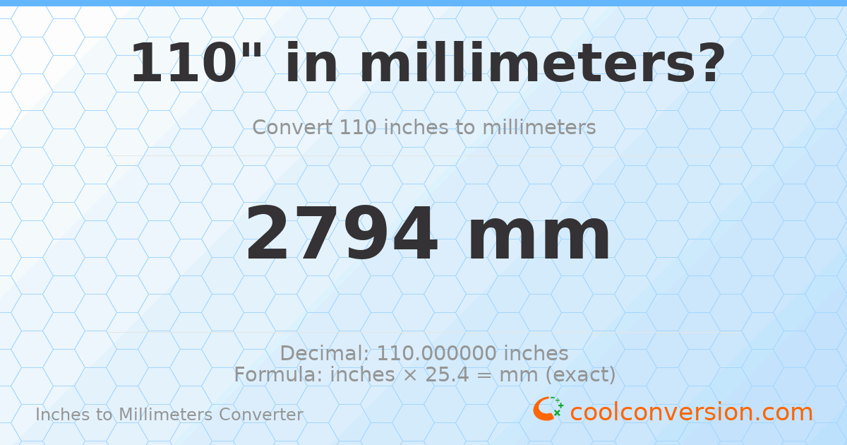 110 inches to mm — 2794 mm