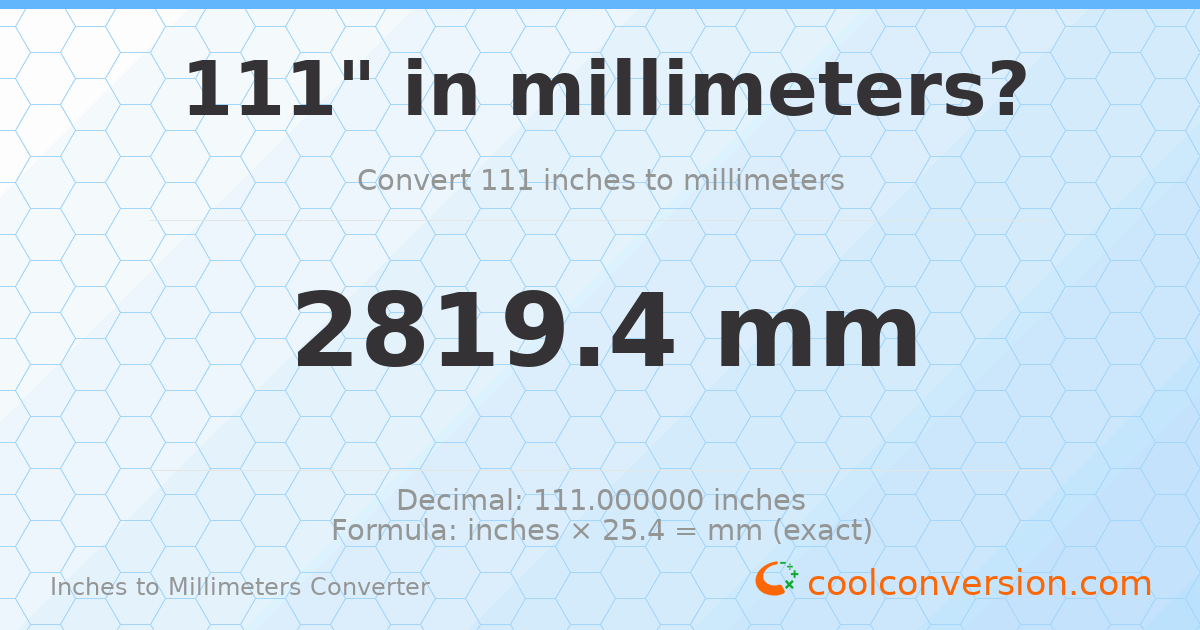 111 inches to mm — 2819.4 mm