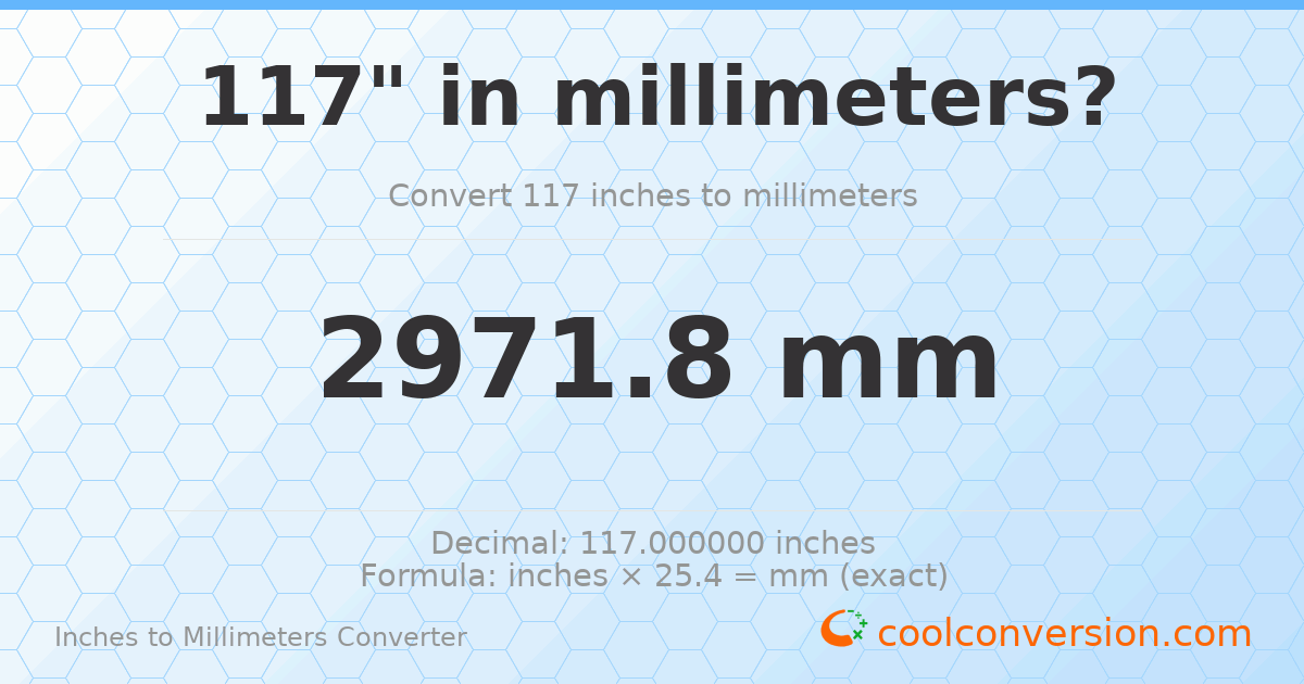 117 inches to mm — 2971.8 mm