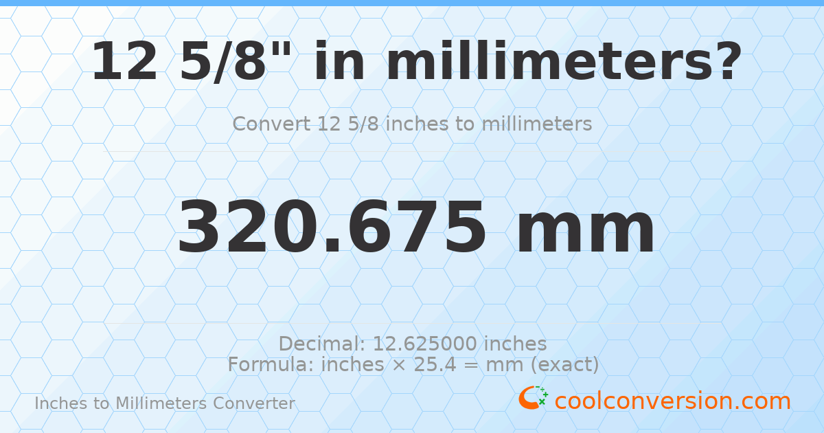 12 5/8 inches to mm — 320.675 mm