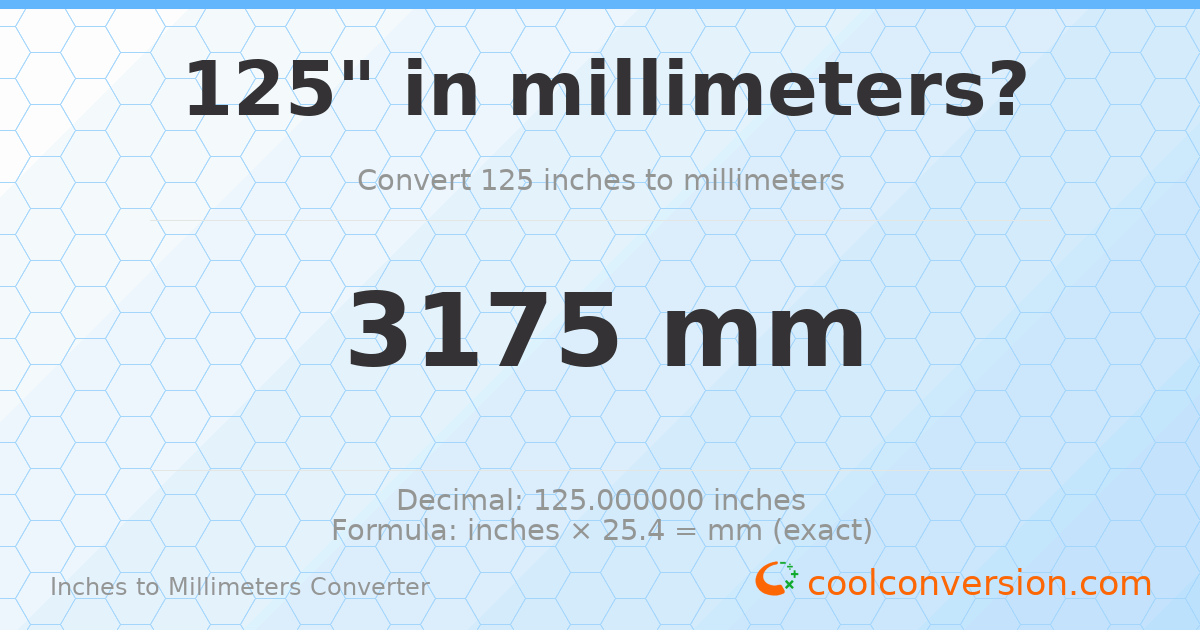 125 inches to mm — 3175 mm