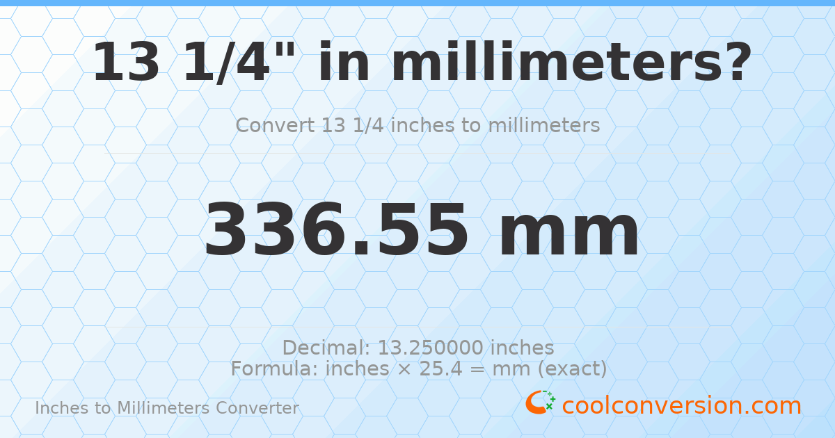 13 1/4 inches to mm — 336.55 mm