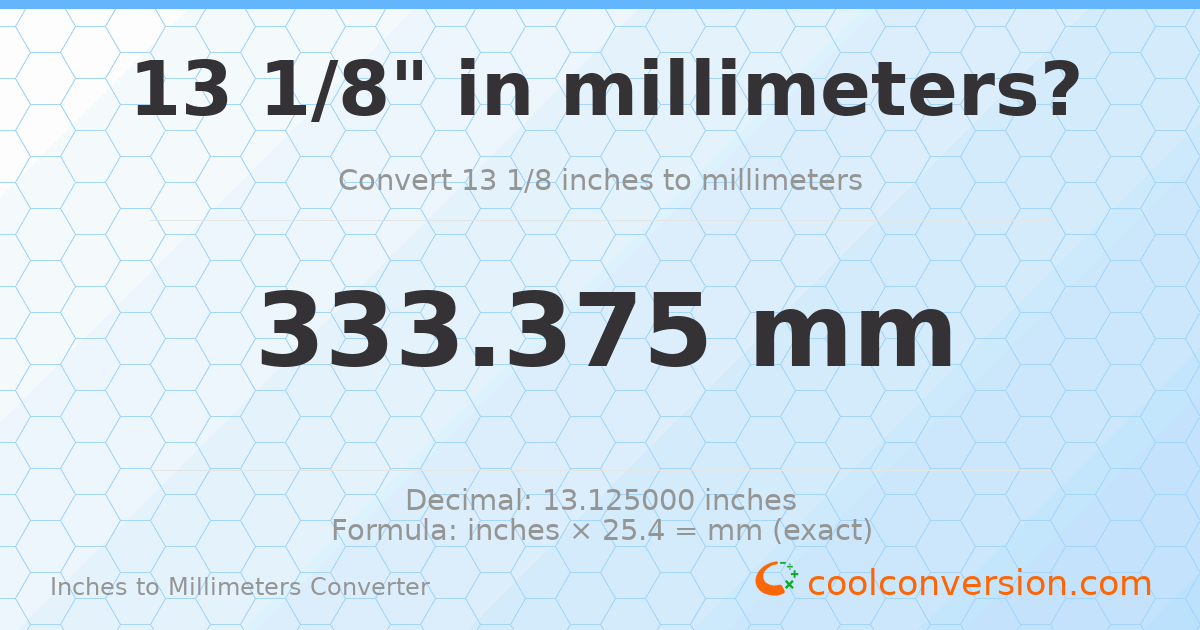 13 1/8 inches to mm — 333.375 mm