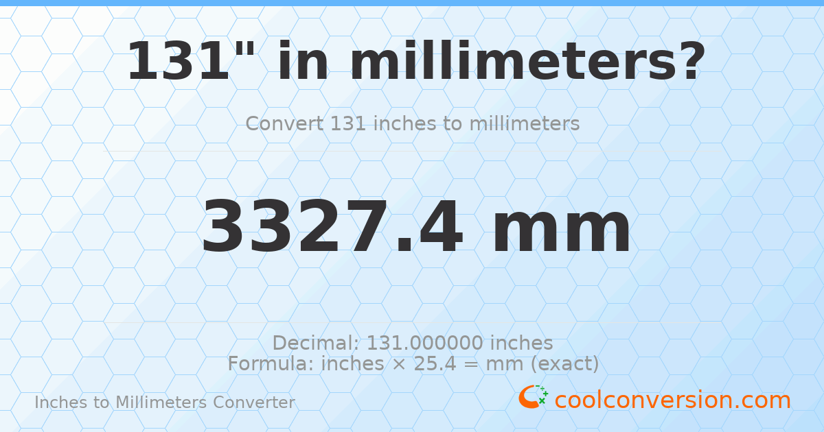 131 inches to mm — 3327.4 mm