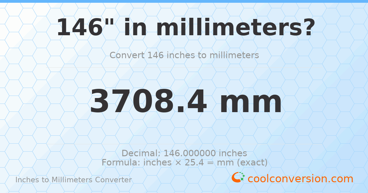 146 inches to mm — 3708.4 mm