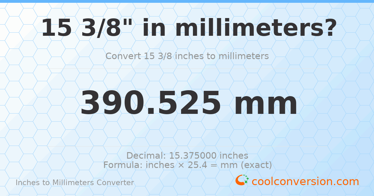 15 3/8 inches to mm — 390.525 mm