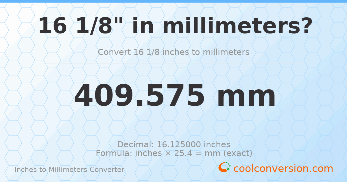 16 1/8 inches to mm — 409.575 mm
