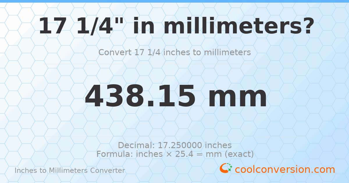 17 1/4 inches to mm — 438.15 mm