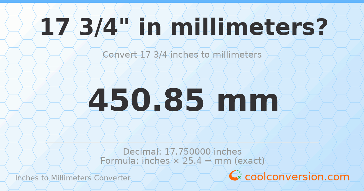 17 3/4 inches to mm — 450.85 mm