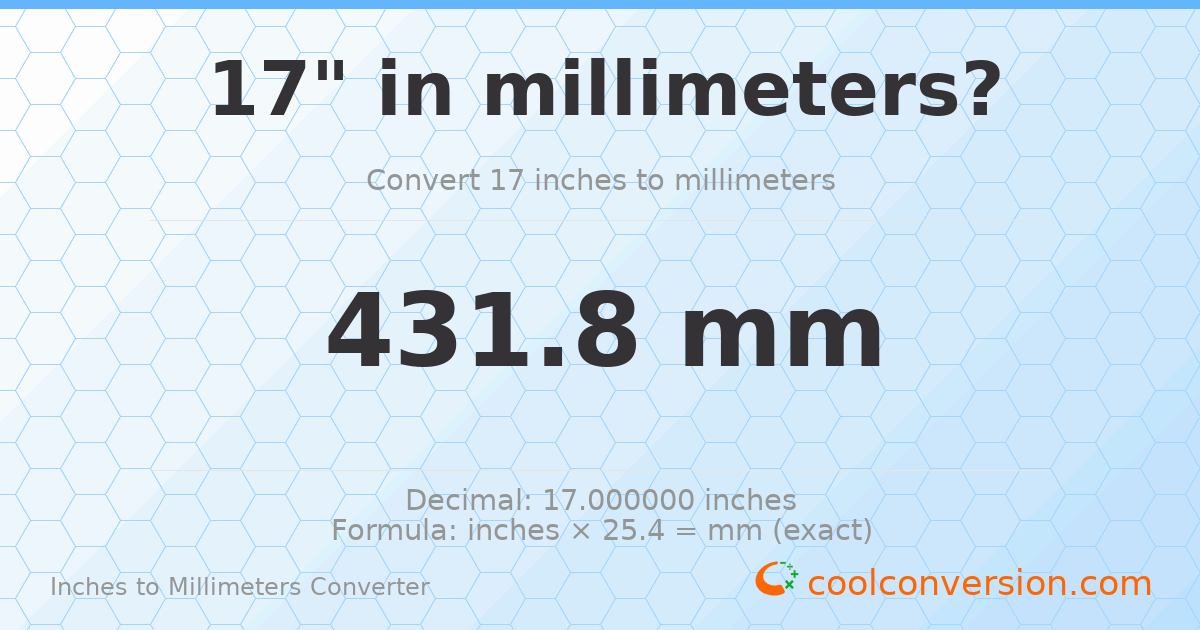 17 inches to mm — 431.8 mm