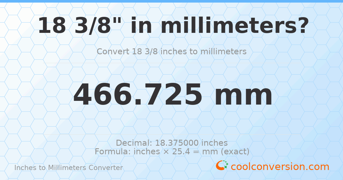 18 3/8 inches to mm — 466.725 mm