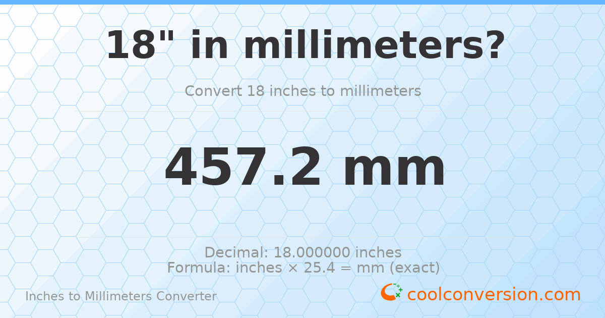 18 inches to mm — 457.2 mm