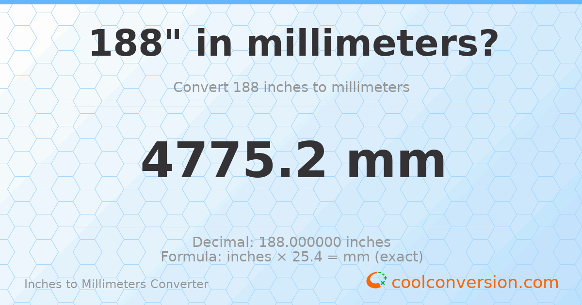 188 inches to mm — 4775.2 mm