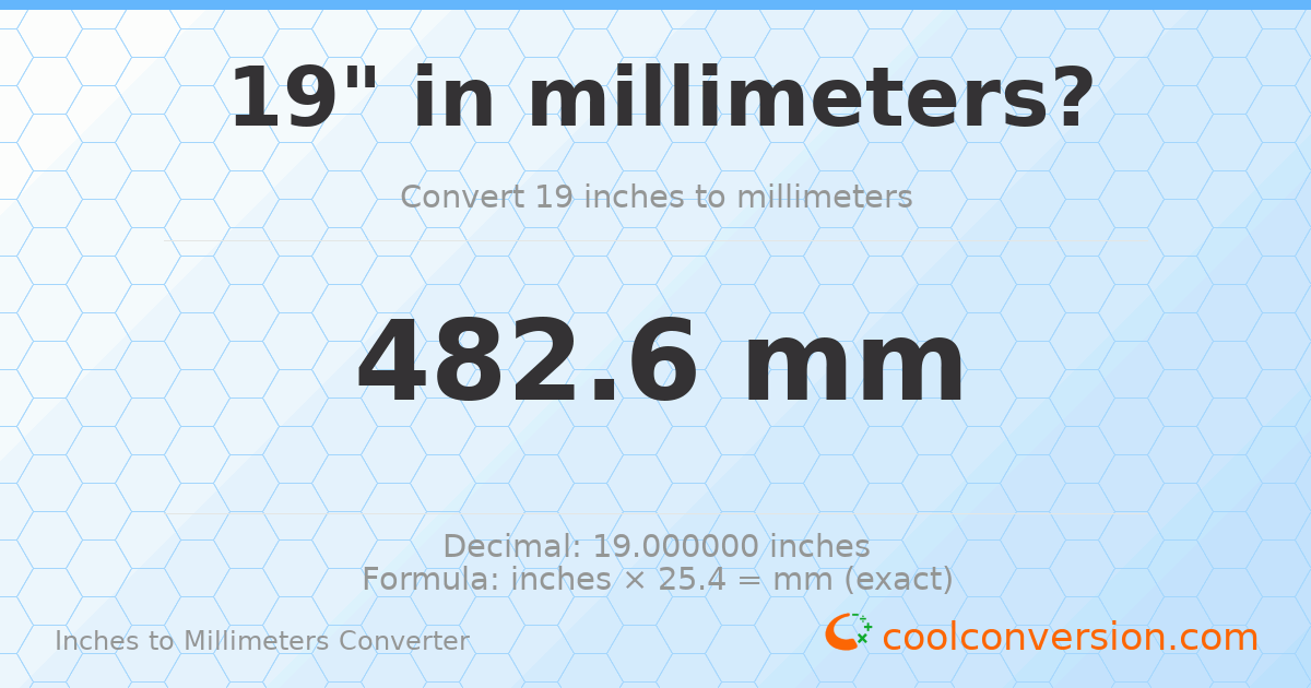 19 inches to mm — 482.6 mm