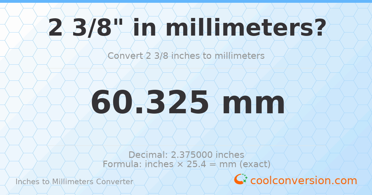 2 3/8 inches to mm — 60.325 mm