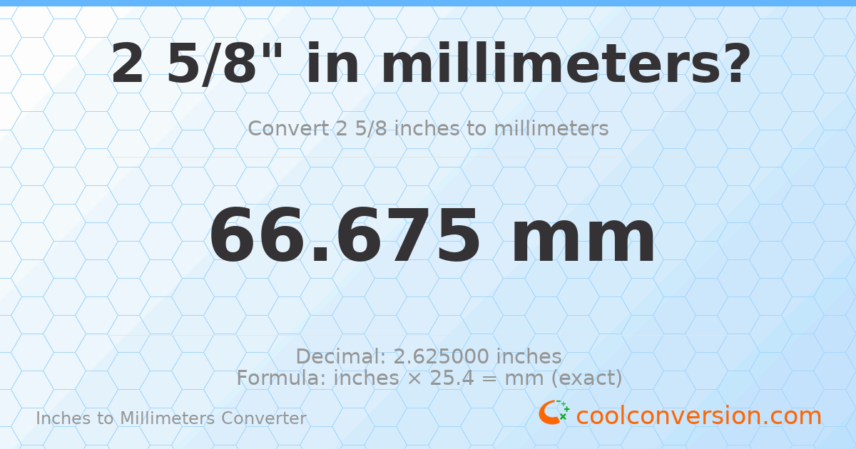 2 5/8 inches to mm — 66.675 mm