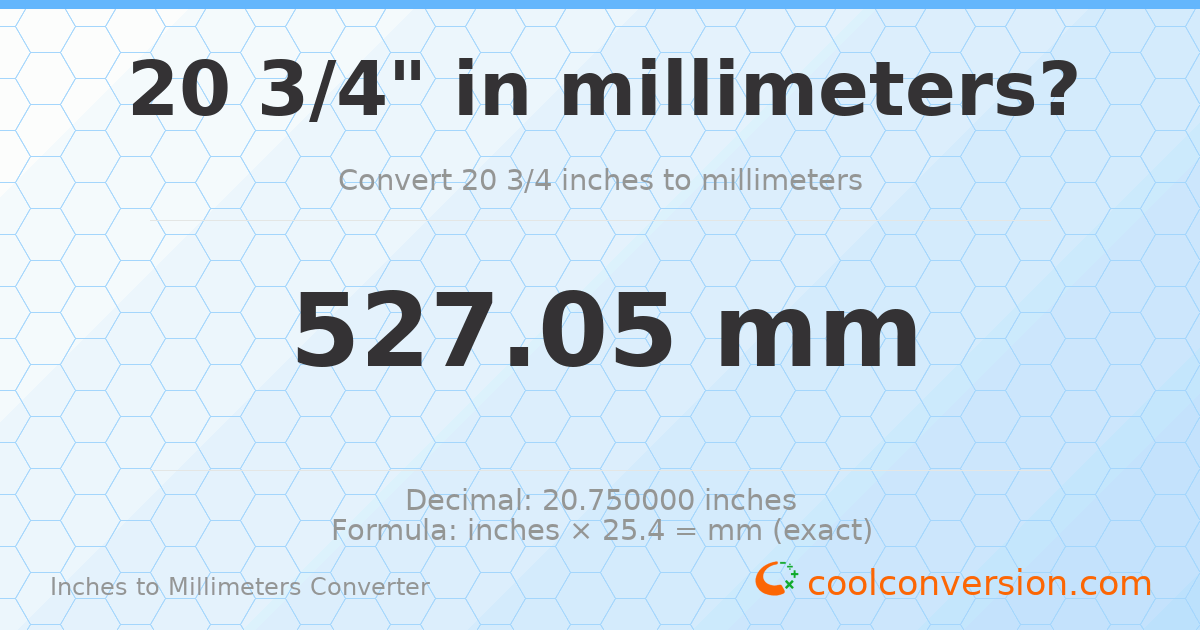 20 3/4 inches to mm — 527.05 mm