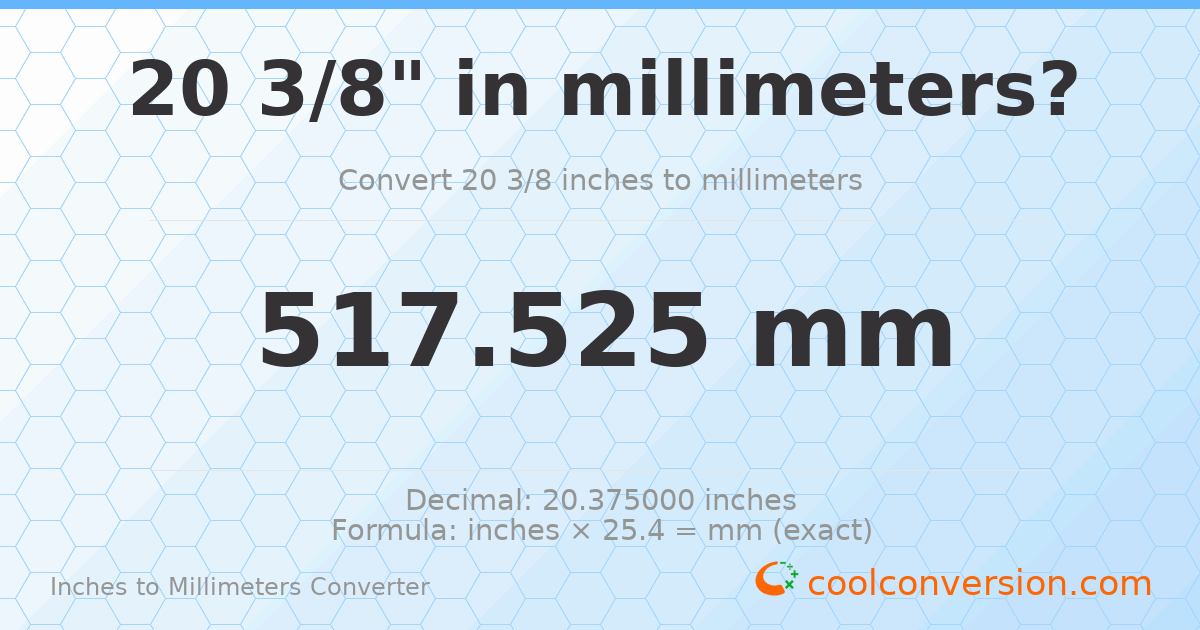 20 3/8 inches to mm — 517.525 mm