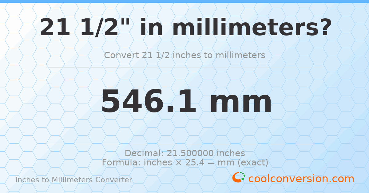 21 1/2 inches to mm — 546.1 mm