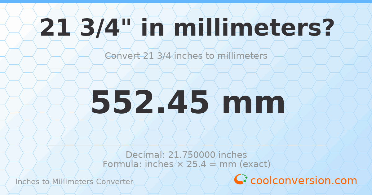 21 3/4 inches to mm — 552.45 mm