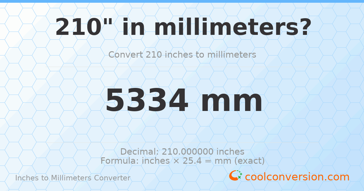 210 inches to mm — 5334 mm