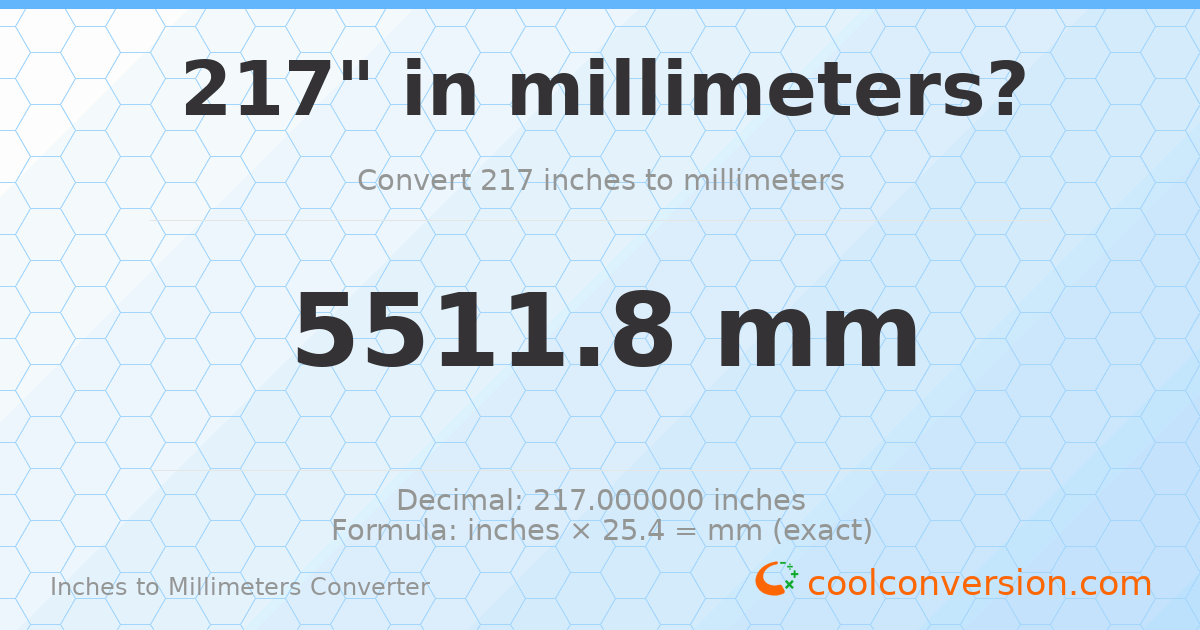 217 inches to mm — 5511.8 mm