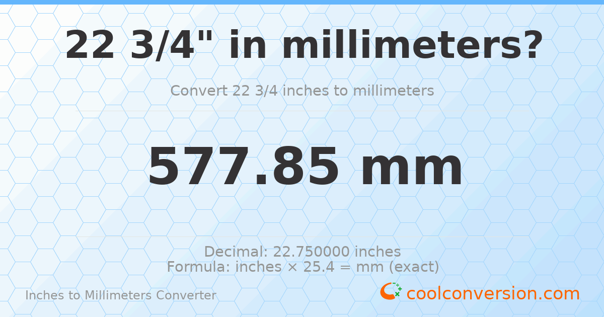 22 3/4 inches to mm — 577.85 mm