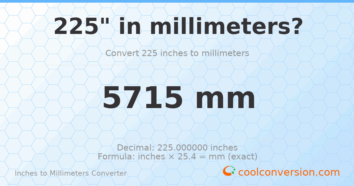 225 inches to mm — 5715 mm