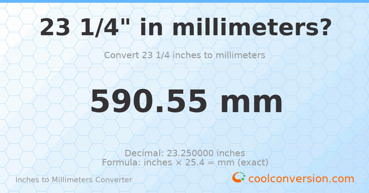 23 1/4 inches to mm — 590.55 mm