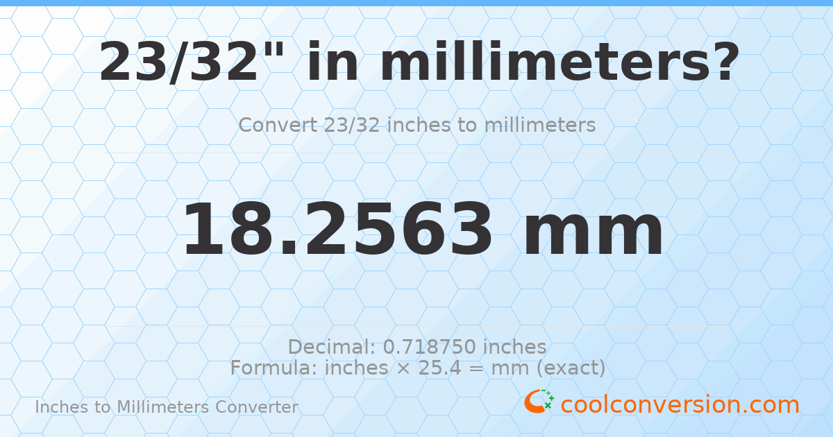 23/32 inches to mm — 18.2563 mm