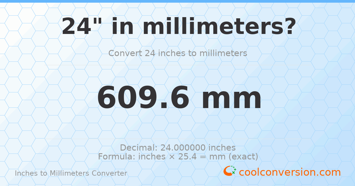 24 inches to mm — 609.6 mm